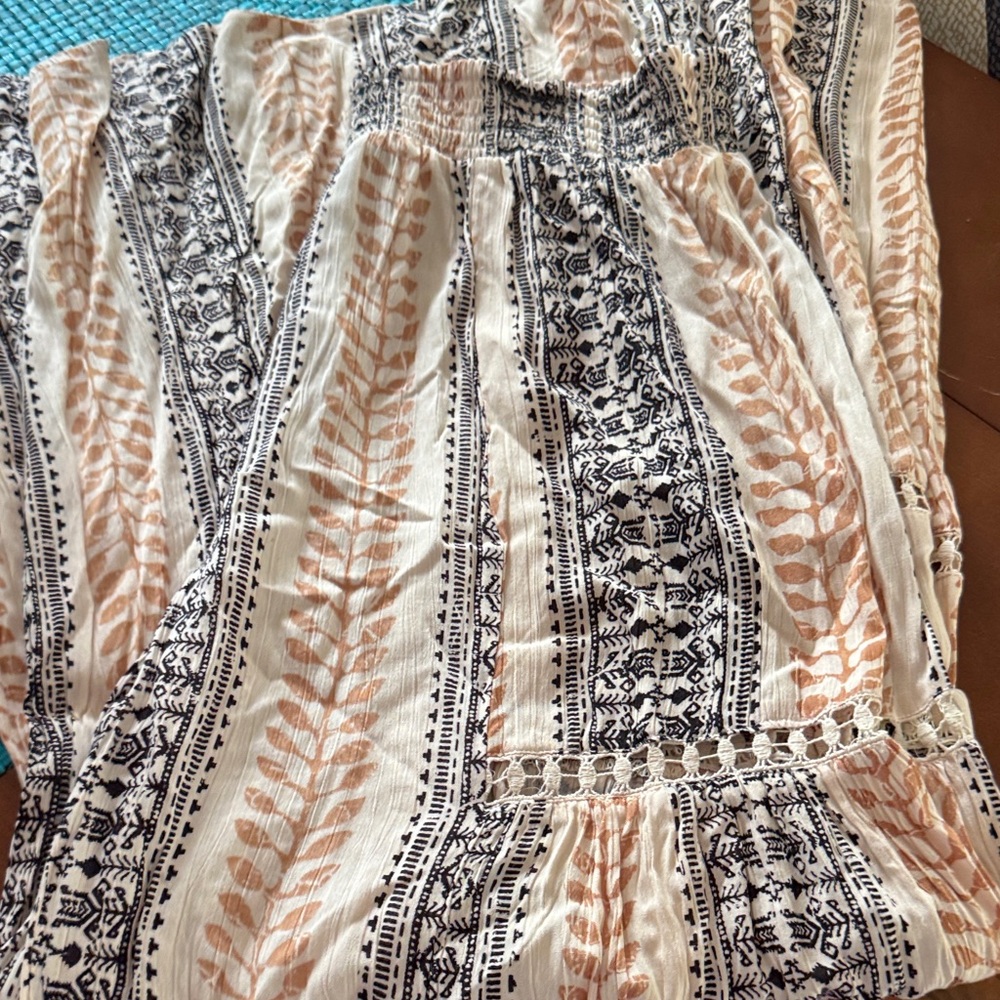 Angie Cream Tunic with Blush & Black Print
